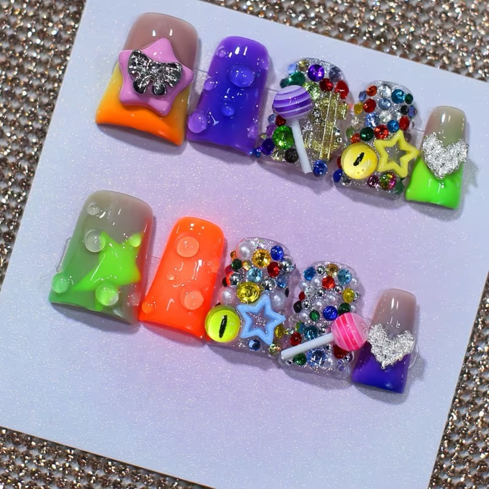 Colorful Candy & Gem 3D Press-On Nail Set